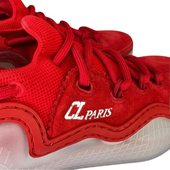 Christian Louboutin Red Arpoador Suede Sneakers Size 37 - Picture 6 of 11